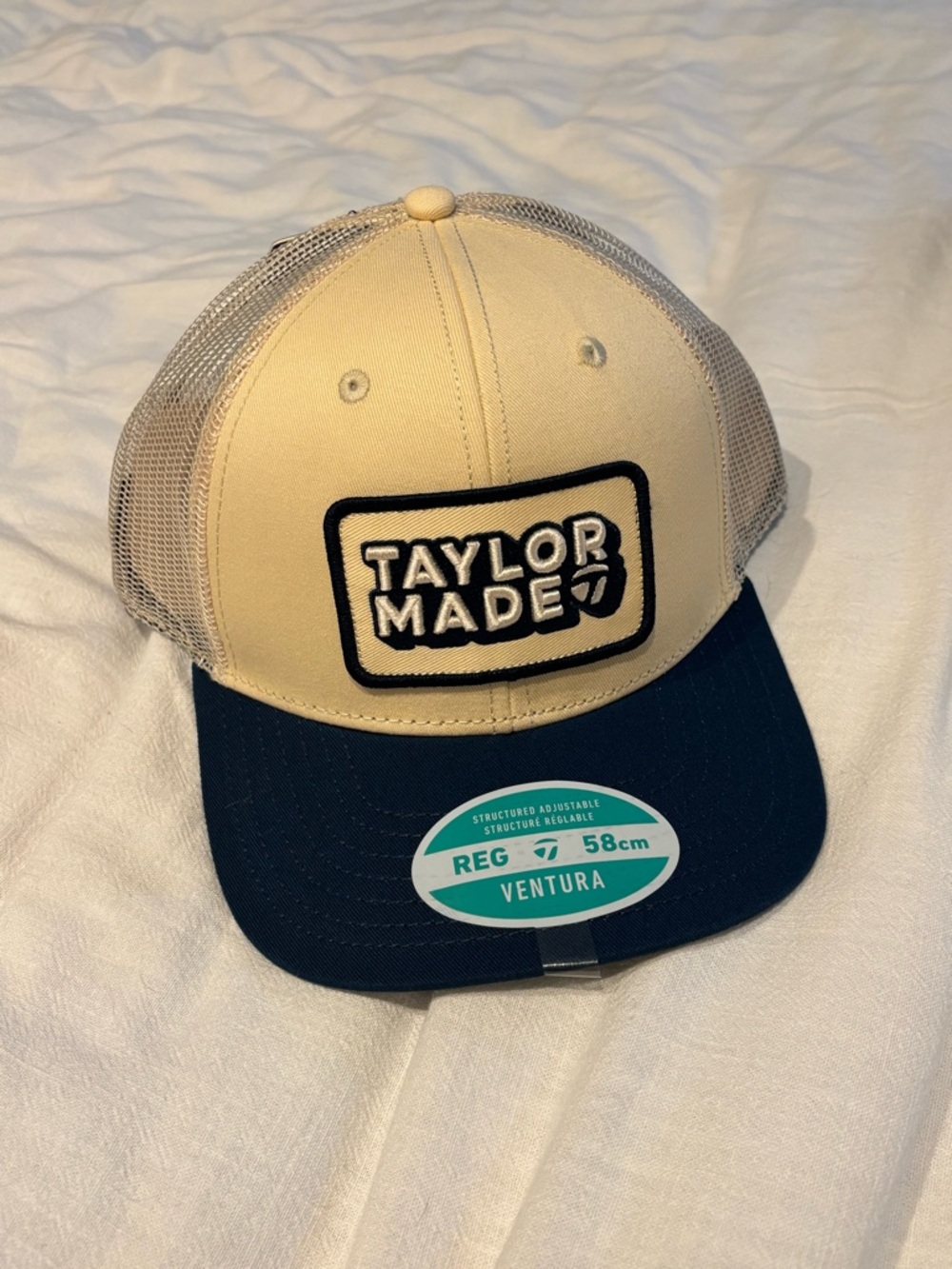 TaylorMade Beige and Navy Patch Golf Hat